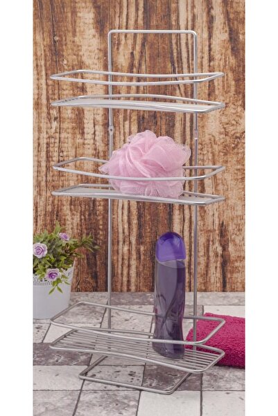 Teknotel Üç Katlı Banyo Duş Rafı Gri BK006
