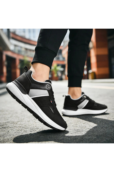 Tmall Pantofi sport bărbătești, cu inserții de plasă, B4055, Negru