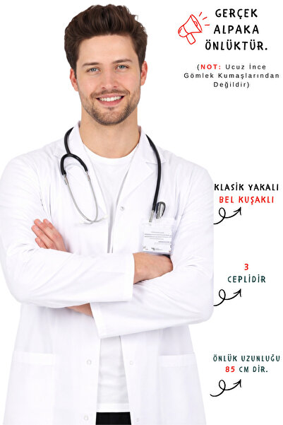 İNCİ ÜNİFORMA Erkek Beyaz Alpaka Önlük Doktor Hemşire Önlüğü Eczacı Laborant ...