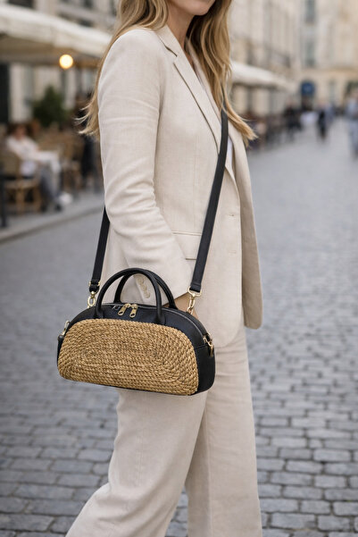 MaVaux Γυναικεία τσάντα χειρός και ώμου από γνήσιο δέρμα με λεπτομέρεια από ψ...