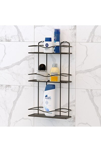 Teknotel Τριώροφο ράφι μπάνιου σε μαύρο ματ χρώμα BK013