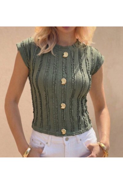 ns nirvana secret New Product Sleeveless Accessory Detailed Ruffle Fabric Women's Blouse