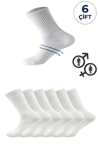 Ozzy Socks 6 чифта бели безшевни памучни тенис чорапи унисекс без лого