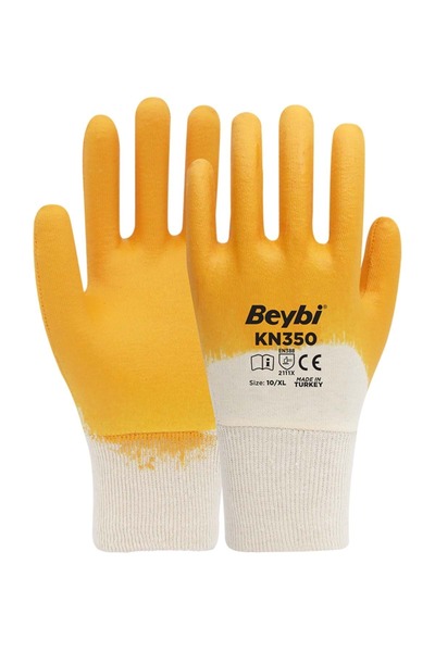 Beybi قفازات نيتريل مبطنة بالقطن Kn350 (12 زوجًا)