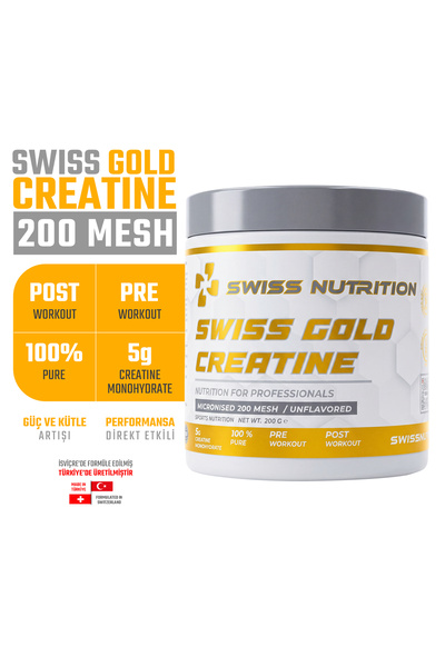 Swiss Nutrition Swiss Gold Kreatin 40 Servis 200 gr 200 MESH %100 saf Creatine