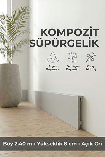 AGK Espumo Kompozit Süpürgelik 8 cm Açık Gri | Suya, Neme, Darbeye Dayanıklı ...