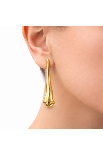 angelloop Modern Fluid Form Long Steel Earrings - Zara Model