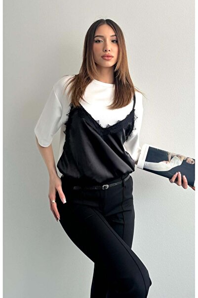 STA Elmira Beyaz Modal Saten Tshirt