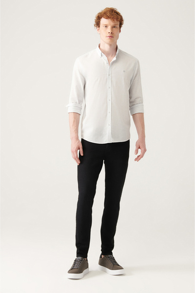 Avva Pánské černé starožitné prané pružné džínové kalhoty E 003513