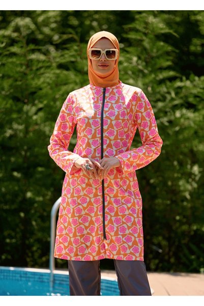 HOUSE OF MODEST TESETTÜR ملابس السباحة ريترو البرتقالي
