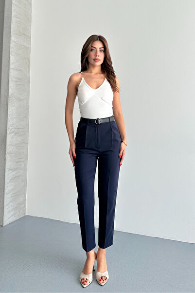 macharel jeans Γυναικείο παντελόνι με στενό πόδι με πλισέ υφασμάτινο παντελόν...