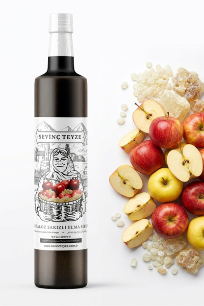 Organik Teyze Sevinç Teyze Sandaloz Sakızlı Elma Sirkesi 500ml ( Natural Ferm...