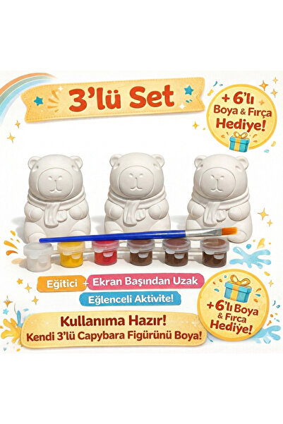 Antik Tasarım Atölye Çocuklar İçin Eğitici Taş Tozu 3 Boyutlu Capybara Boyama...