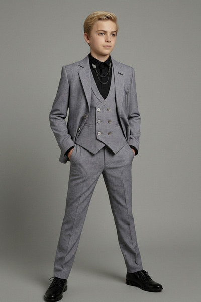 Doctor junior Slim Fit Boy's Chain Detail Suit / No Shirt