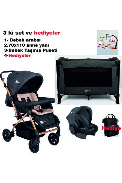 liabebek LİA BLOK GOLD ANTRASİT ÇİFT YÖN BEBEK TAŞIMA PUSETİ