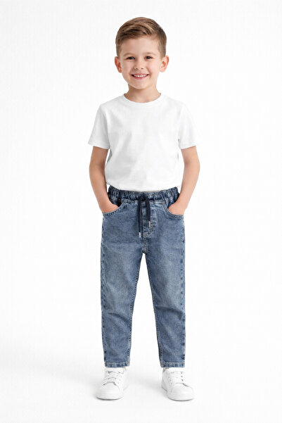 Alin Alp 5-16 Yaş Erkek Çocuk Lastikli Bel Denim Pantolon Jean-13/14 Y
