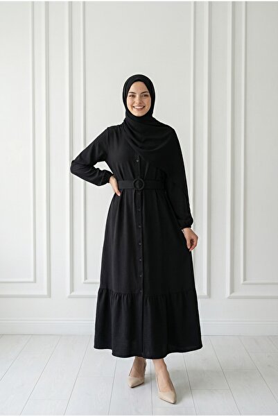 BENAHOLL Φόρεμα Miressa με κουμπιά και ζώνη σε σχέδιο φράουλας-PE620 Μαύρο