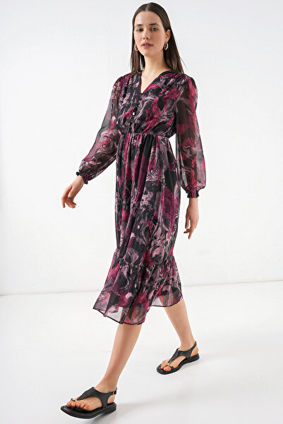 Bigdart Φόρεμα σιφόν με σχέδιο 2137 - Κόκκινο