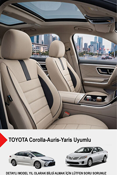 GM-DESIGN Oniks Bej Tay Tüyü Oto Koltuk Kılıfı-(TOYOTA Corollo-Auris-Yaris İl...