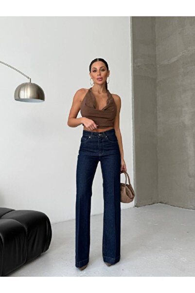 HerTon Ψηλόμεσο 100% βαμβακερό τζιν παντελόνι με φαρδιά μπατζάκια - Premium Jean