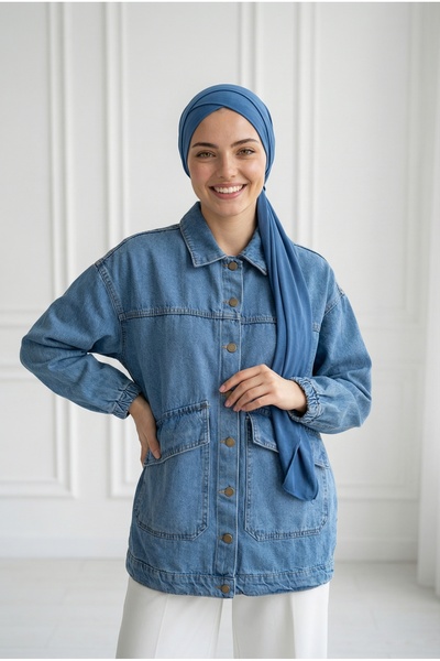 BENAHOLL Jachetă din denim Capenia Cepleri cu glugă-LS3322 Albastru