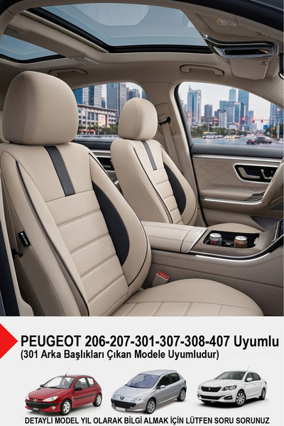 GM-DESIGN غطاء مقعد سيارة من ريش الغزال البيج من أونيكس (متوافق مع بيجو 206-2...