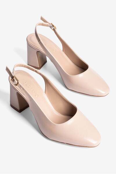 Mubiano Γυναικεία παπούτσια με τακούνι, στρογγυλή μύτη, ανοιχτή πόρπη στην πλ...