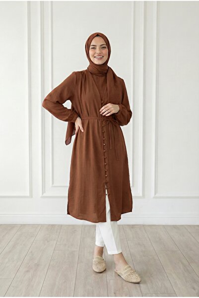 BENAHOLL Lunana Μακρύ Τουνίκ με Κουμπιά Μπροστά και Ριμπέτες Modal Cupra - EK...