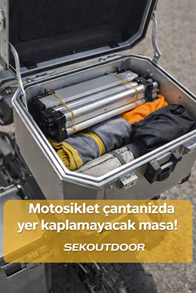 Sekoutdoor Motorcu kamp masası katlanır sehpa alüminyum