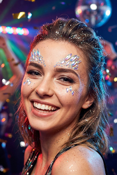 BearPear Hologram Işıltılı Yapışkanlı Yüz Taşı Face Gems Parti Festival Makya...