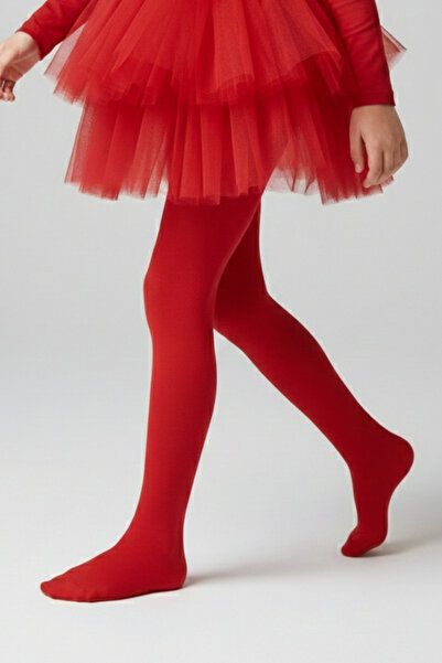 Le Mabelle Червени памучни чорапогащи за момичета