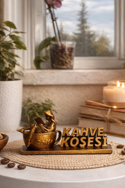 DENGE Kahve Köşesi Biblo – Dekoratif Minyatür Masa ve Raf Süsü