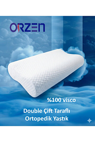 ORZEN Double Visco Yastık Çift Taraflı Boyun Destekli - 60 x 40 cm - Yüksekli...
