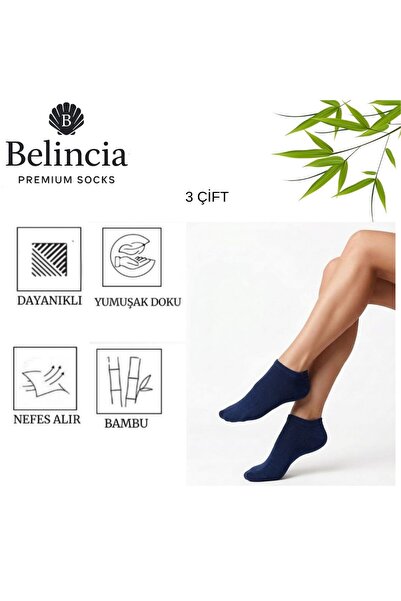 belincia Bamboo Men's Booties Dark Blue Socks/Seamless/Anti-Odor 3-Pack
