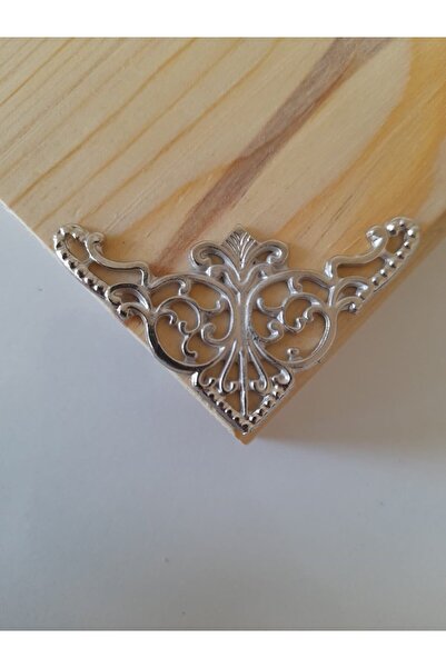 sywoods Büyük boy kutu sandık kapak köşe süsleme takımı çivili 4 adet nikel renk