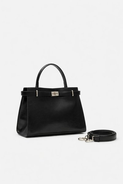 ZÇBUTİK Anka Luxury Look Women's Faux Leather Handbag with Buckle Detail Shoulder Bag