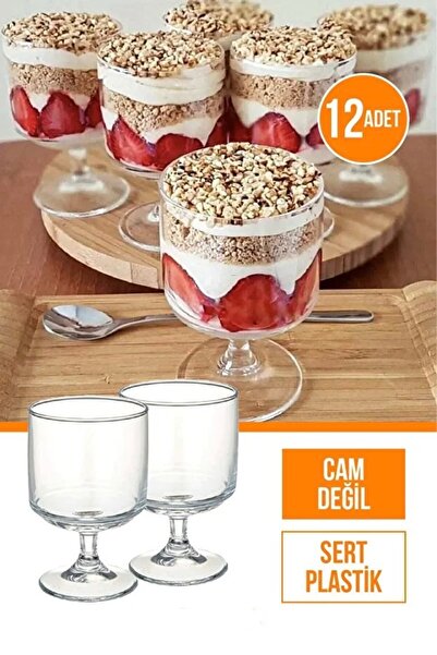 Nishi Plastik Magnolia Tatlı Sunum Bardağı | 12'li Mika Magnolya Dondurma Pud...