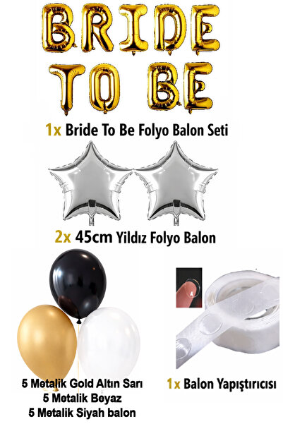Parti dolabı Gold Altın Bride To Be Yıldız Folyo Balon Süsleme Seti Mekan Oda Bekarlığa Veda Partisi Malzemeleri