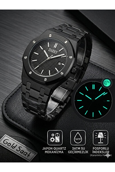 Goldwatches Japon Quartz Mekanizma Tam Siyah Ap Model 3 ATM Su Geçirmez Gizli...
