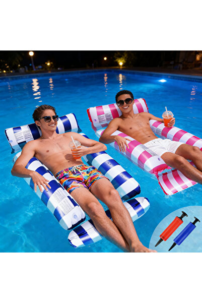 Generic عبوة من قطعتين من عوامات السباحة القابلة للنفخ للكبار، 4 في 1 مع مضخا...