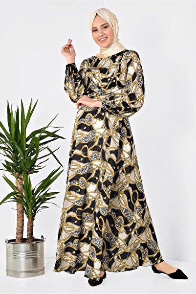 Alvina Patterned Balloon Sleeve Dress 4928