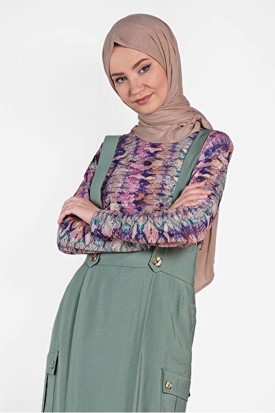 Alvina Buttoned and Pocket Detailed Skirt Salopet 4478