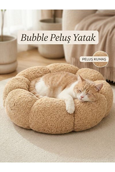 Patiderm Bubble Pelüş Kedi Köpek Yatak-Bej