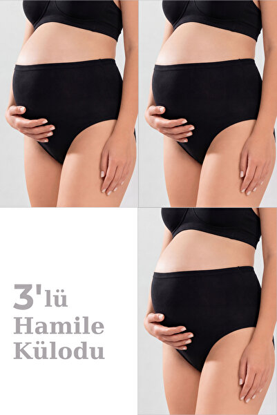 Arma Yıldız Kadın Lohusa Hamile Külodu Siyah Pamuklu Likralı Yumuşak Dokulu E...