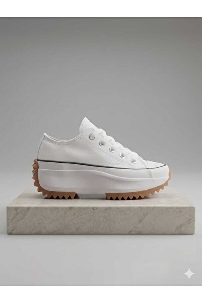 PremiumShoes ΛΕΥΚΗ ΚΟΝΤΗ ΑΝΤΙΓΛΙΣΤΡΙΚΗ ΣΟΛΑ WANDERSN RUN STAR SNEAKER