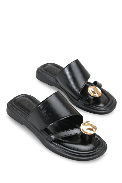 Riccon Γυναικείες σαγιονάρες Παντόφλες 0012287 Μαύρες Ρουστίκ