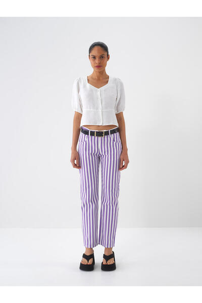 Xint Kadın Beyaz %100 Keten Regular Fit Bluz