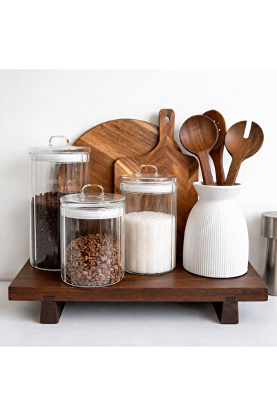 LEONEV Set of 3 Glass Jars with Lids (1000Ml-1400Ml-1700Ml)
