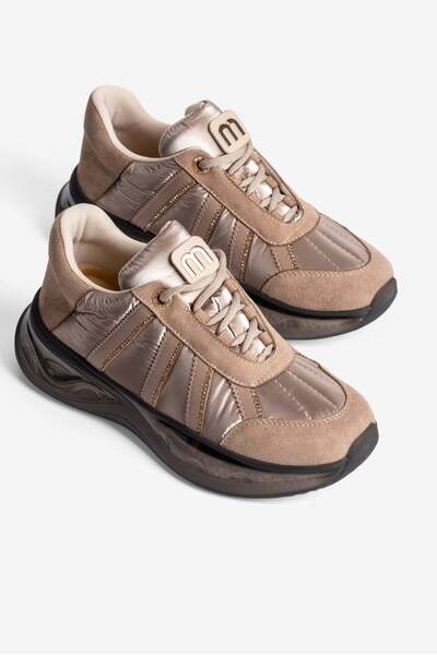 Mubiano Γυναικεία Suede Sneakers με λεπτομέρεια Anorak και πέτρες, Αθλητικά Π...