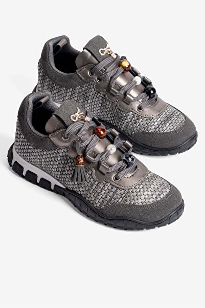 Mubiano Γυναικεία Ψάθινα Sneakers με λεπτομέρειες από σουέντ και χάντρες σε γ...